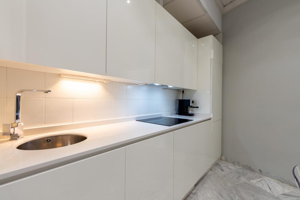 Kitchen or kitchenette, stove