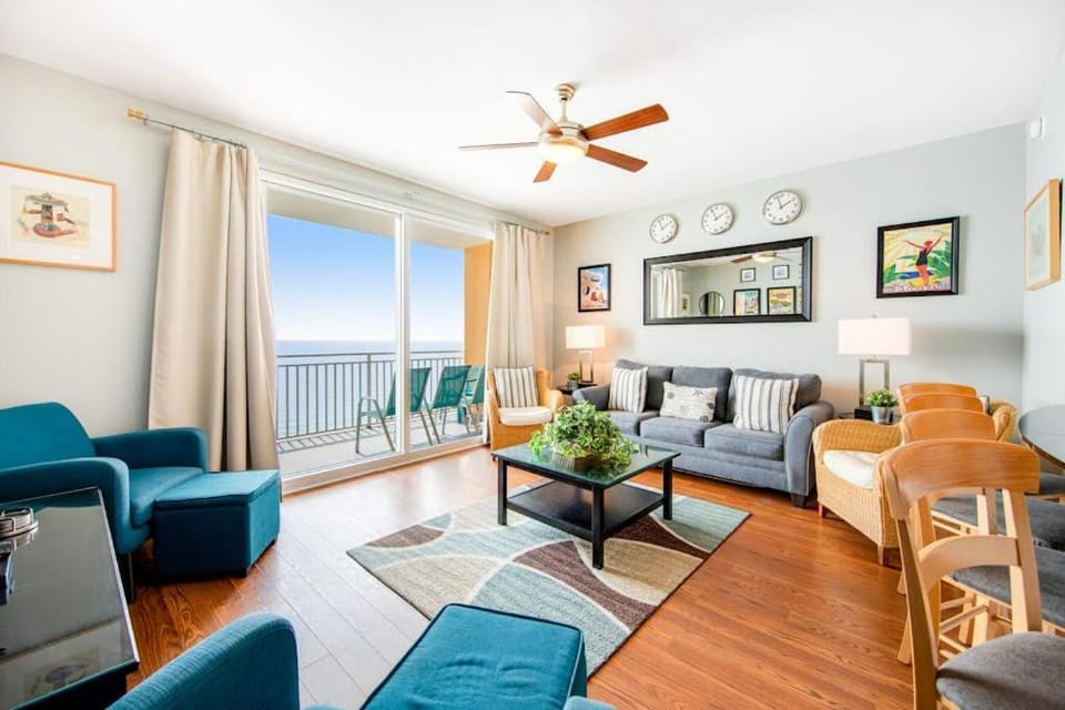 Colorful beachfront condo with Gulf view pool hot tub and lazy river House in Panama City Beach