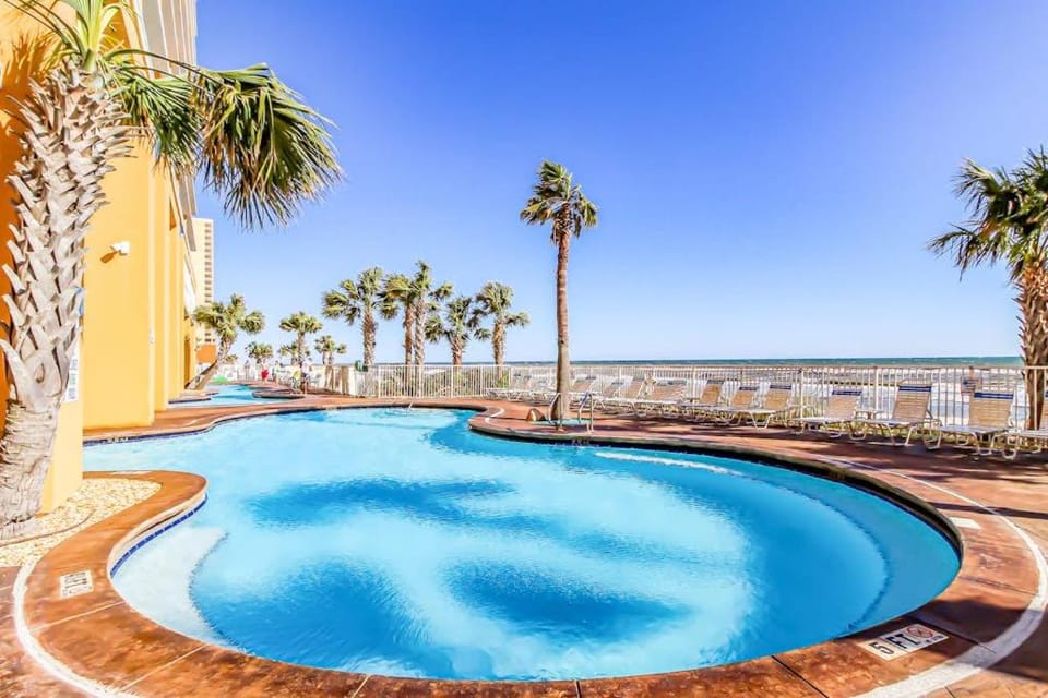 Colorful beachfront condo with Gulf view pool hot tub and lazy river House in Panama City Beach