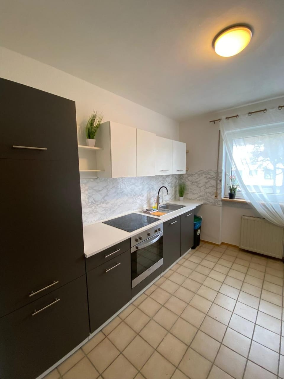 Kitchen or kitchenette, stove