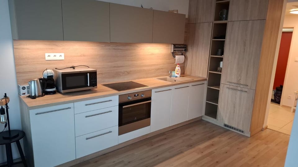 Coffee/tea facilities, Kitchen or kitchenette, dishwasher, oven, stove