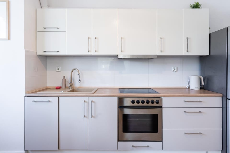 Kitchen or kitchenette, dishwasher, stove