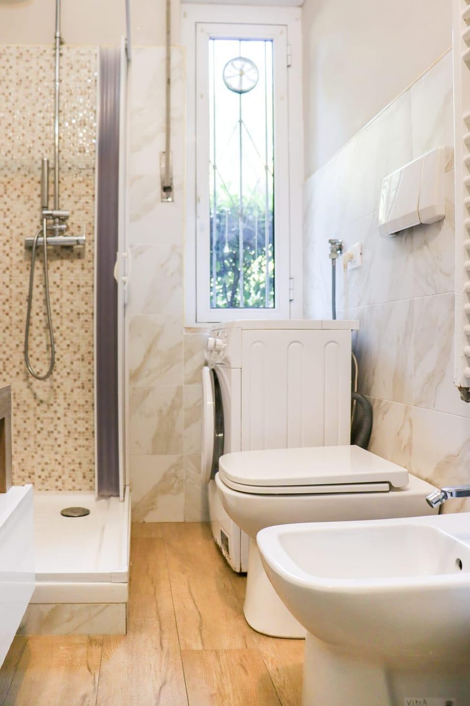 Shower, Toilet, bidet, washing machine