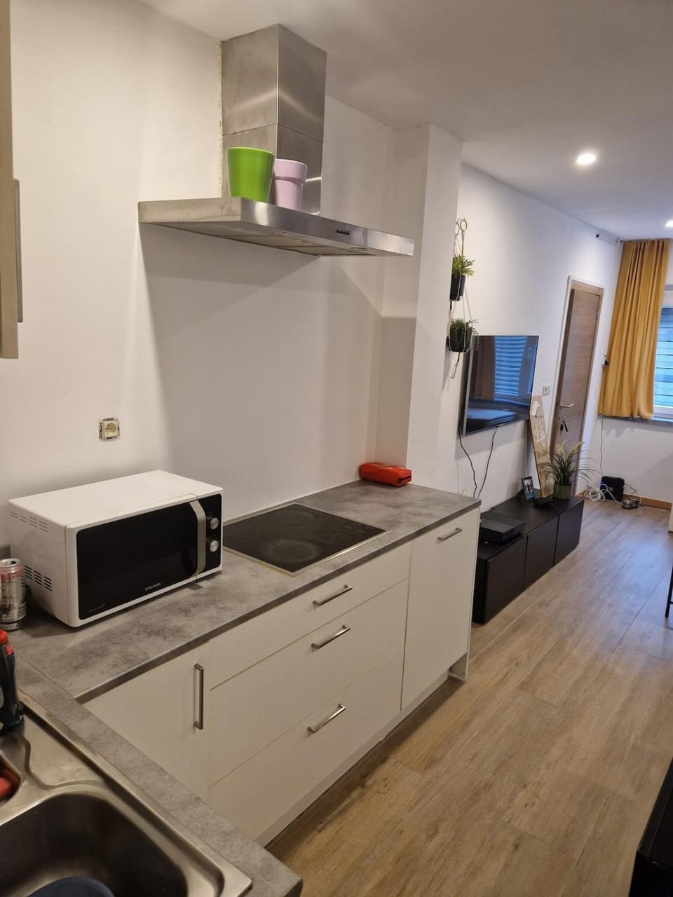Kitchen or kitchenette, dishwasher, oven, stove