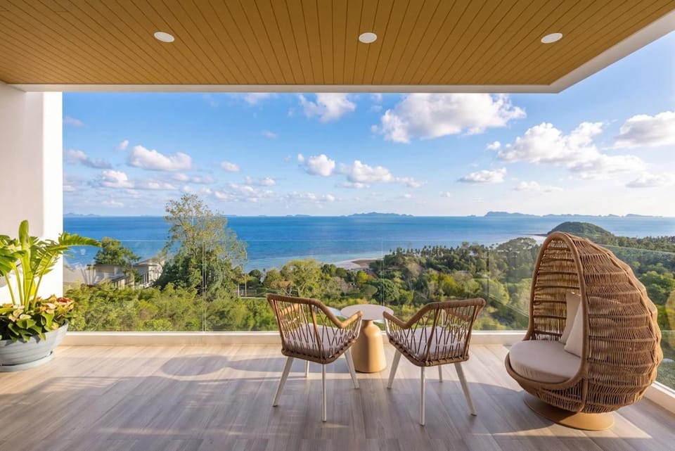 Property building, Day, Natural landscape, View (from property/room), Seating area, Sea view
