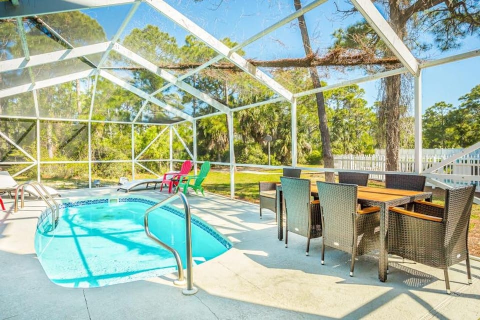 Beach Across the Street Dog-Friendly Home with Private Pool AC WiFi & Games House in Saint George Island