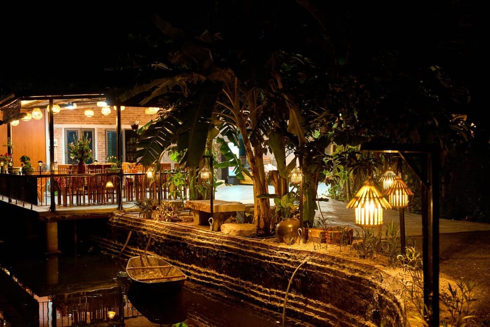 Property building, Patio, Night, Garden, Garden view