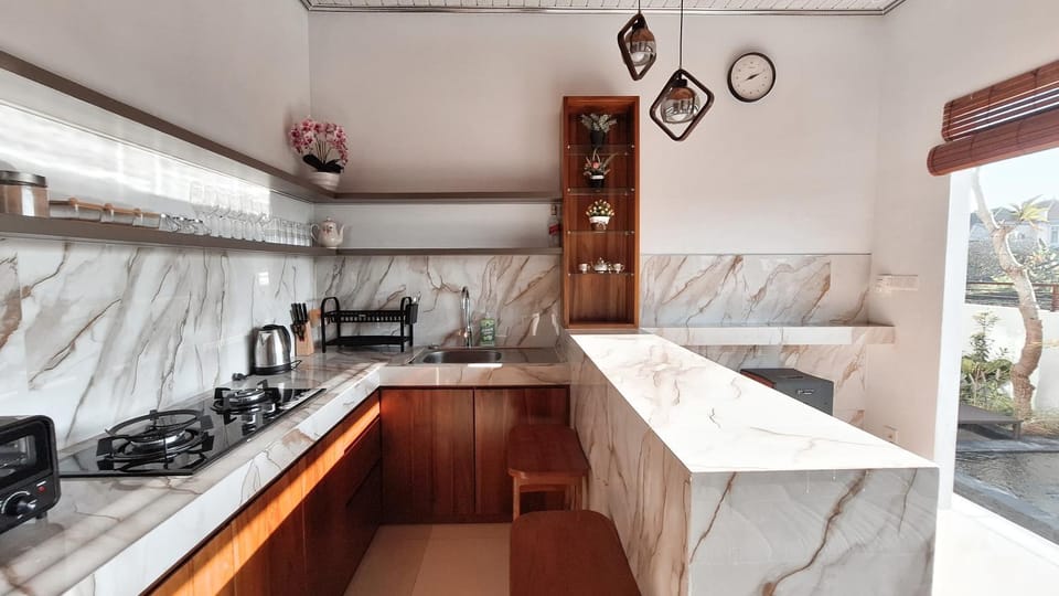 Kitchen or kitchenette, stove