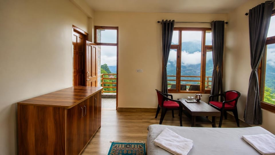 Bed, Bedroom, Mountain view, wardrobe