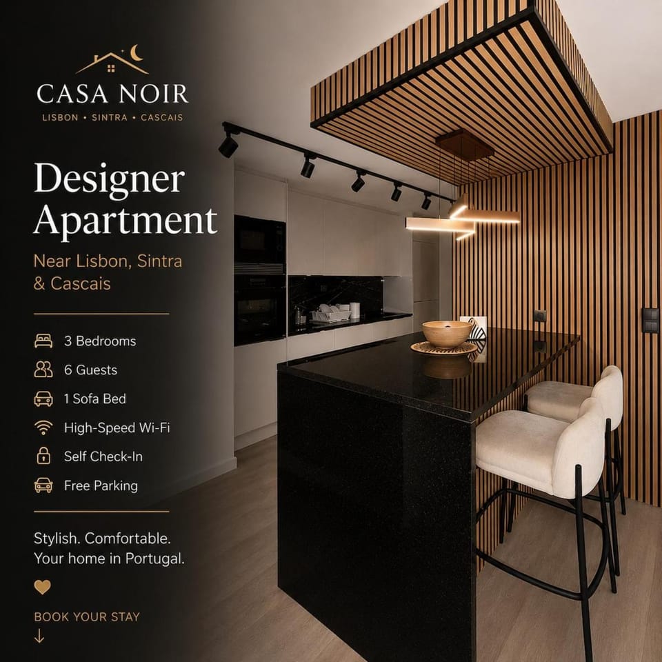 Casa Noir Luxury 3BR Apartment 2 Baths Near Lisbon & Sintra Apartment in Lisbon District