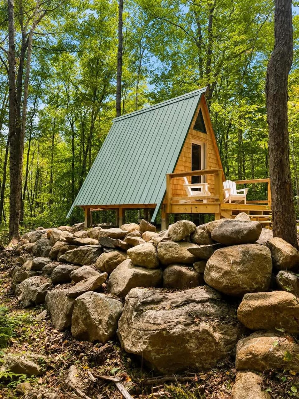 White Mountains A-Frame Off-Grid Stars Firepit House in Lovell
