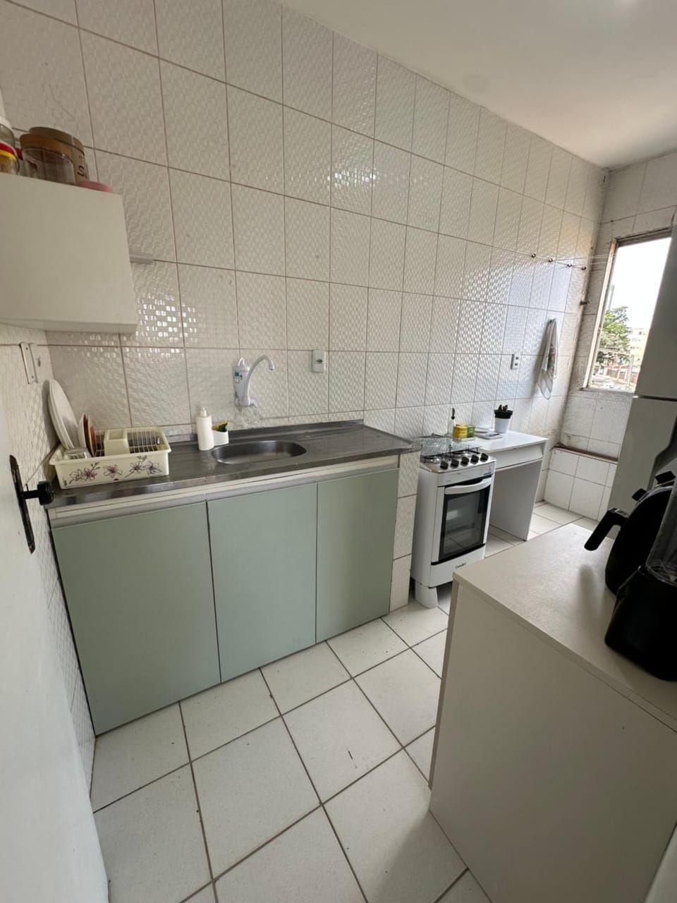 Kitchen or kitchenette, stove