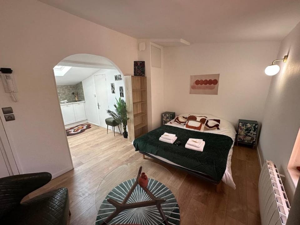 Bed, Living room, Photo of the whole room, Seating area, Bedroom, towels