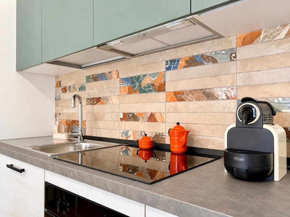 Kitchen or kitchenette, stove