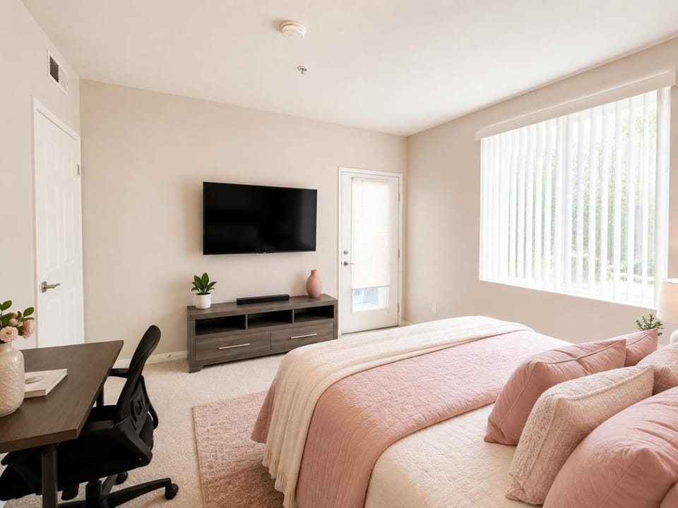 Bed, TV and multimedia, Photo of the whole room, Bedroom