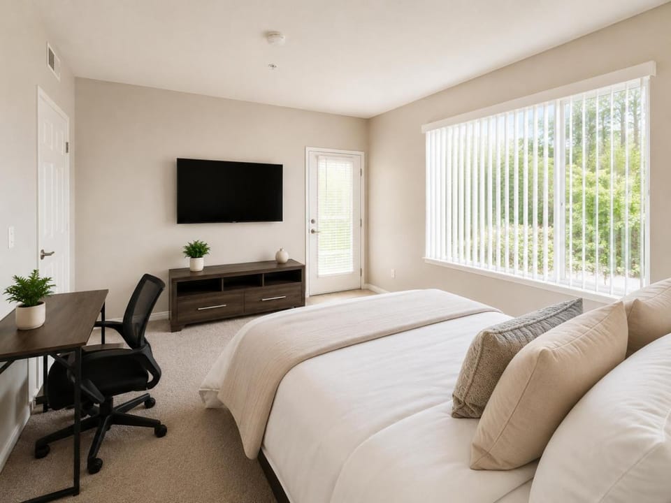 Bed, TV and multimedia, Photo of the whole room, Bedroom
