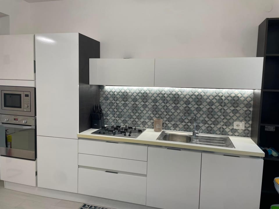 Kitchen or kitchenette, stove