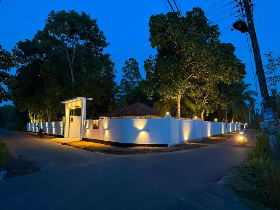 Property building, Night, Garden, Garden view