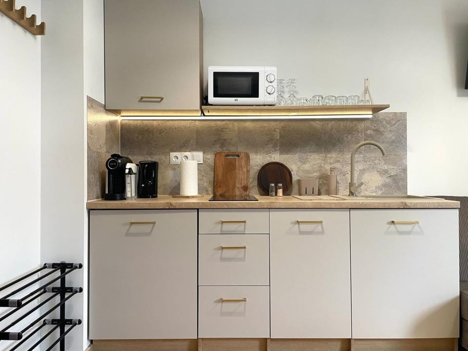 Kitchen or kitchenette, dishwasher, stove