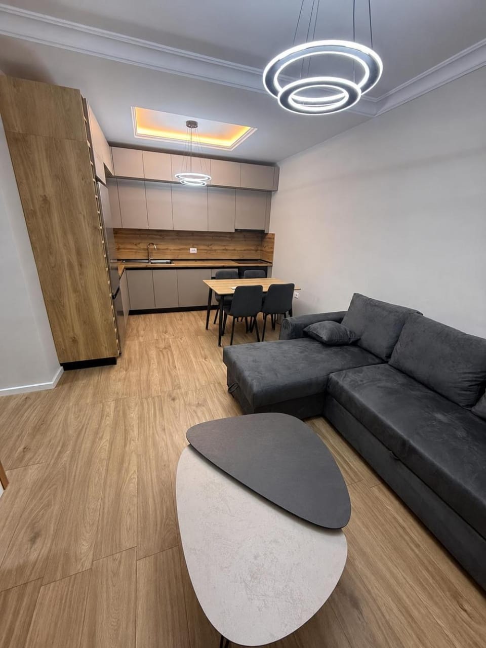 Kitchen or kitchenette, Living room, Seating area