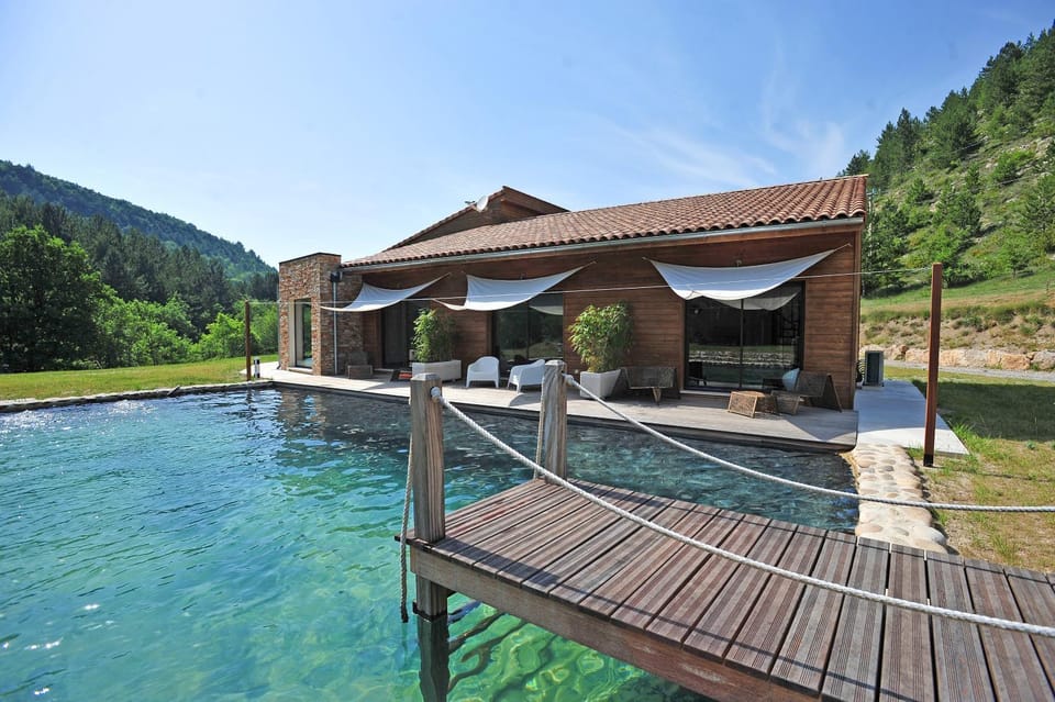 Property building, Patio, Spring, Day, Natural landscape, Mountain view, Pool view, Swimming pool