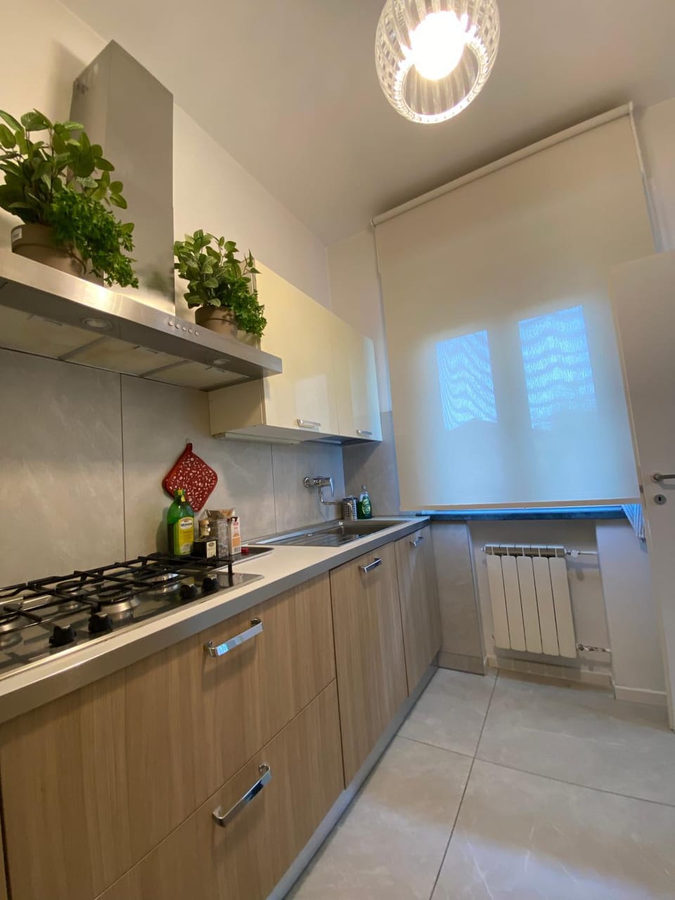 Kitchen or kitchenette, stove