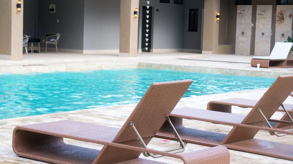 Patio, Pool view, Swimming pool, sunbed