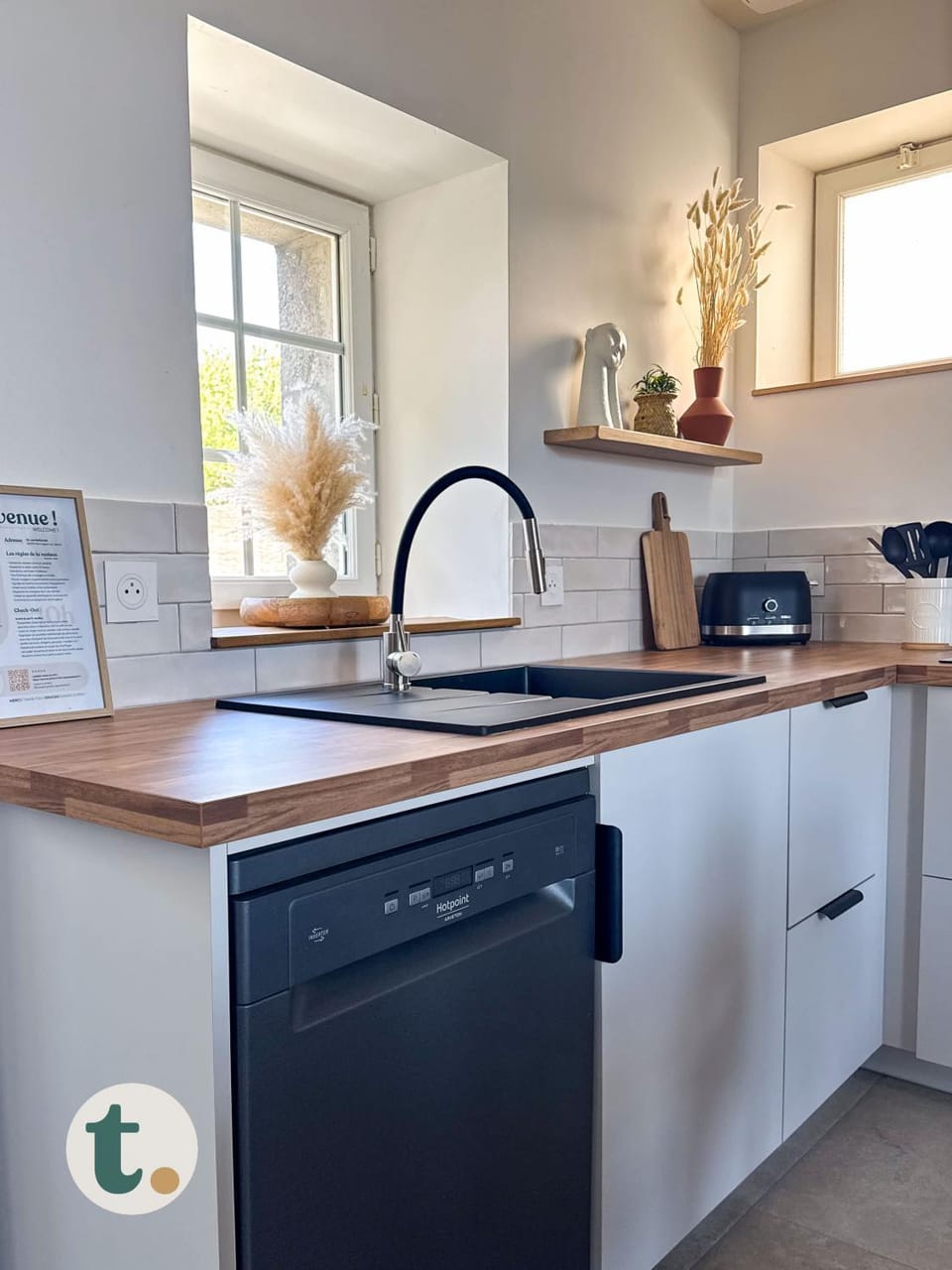 Kitchen or kitchenette, dishwasher
