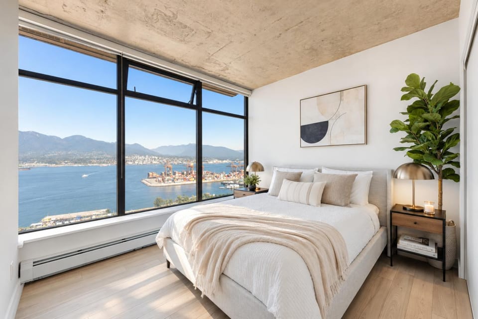 Bed, Natural landscape, Photo of the whole room, Bedroom, Mountain view, Sea view