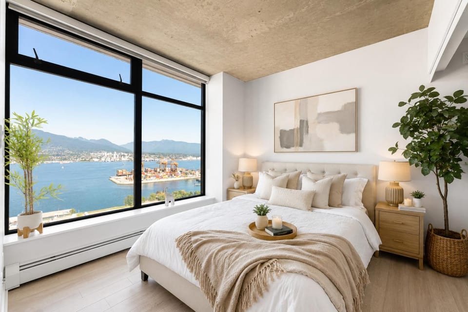 Bed, Living room, Photo of the whole room, Seating area, Bedroom, Mountain view, Sea view
