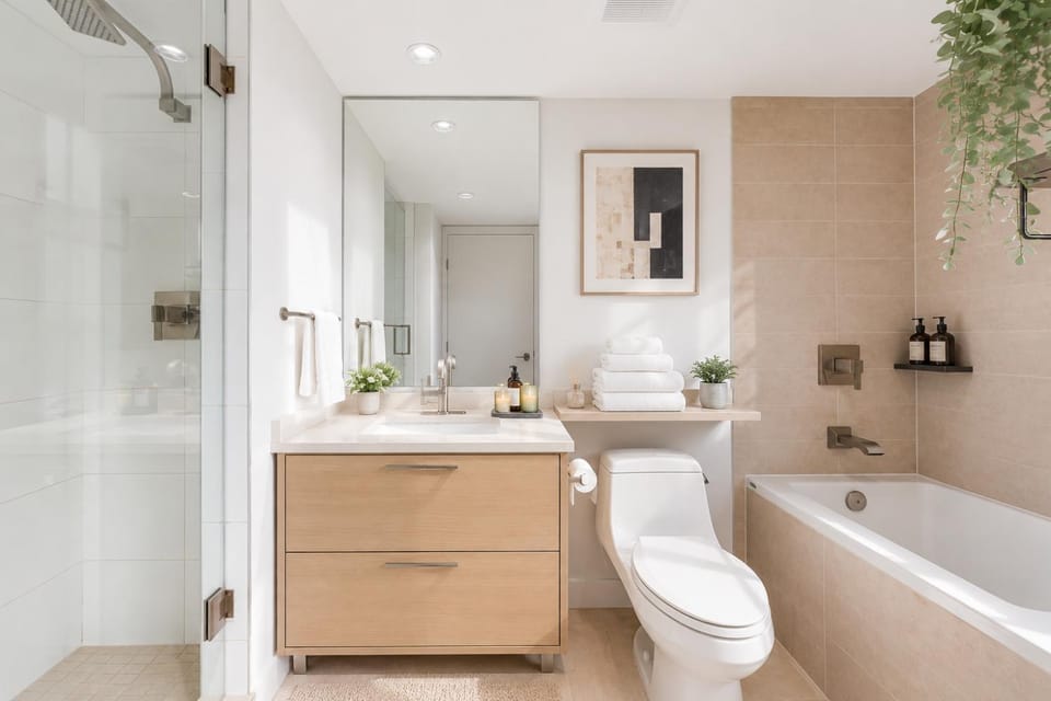Bathroom, Bath, towels