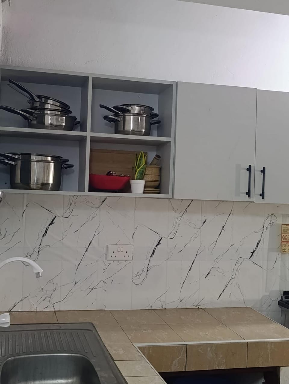 Kitchen or kitchenette, stove