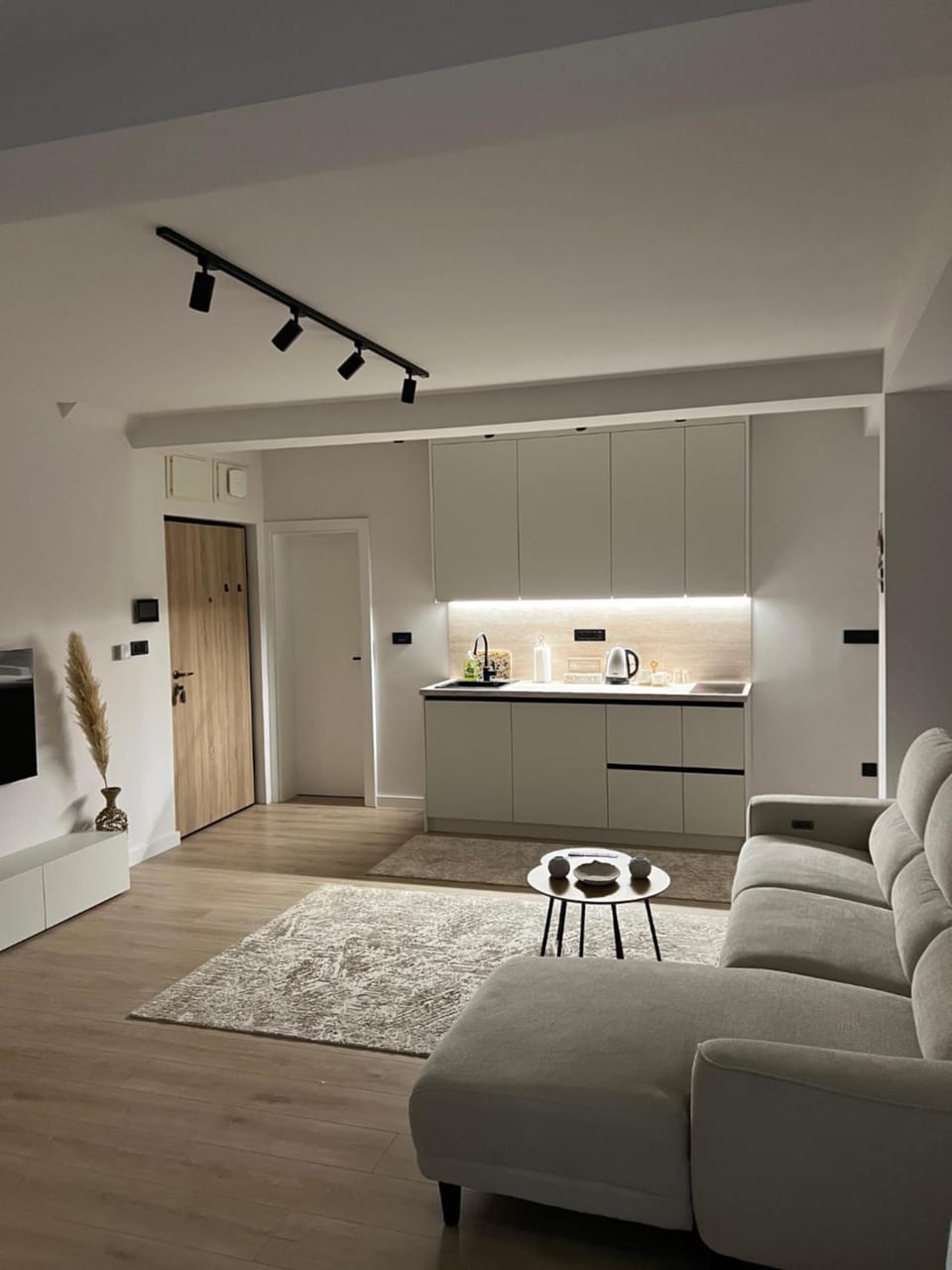 Kitchen or kitchenette, Living room, Seating area