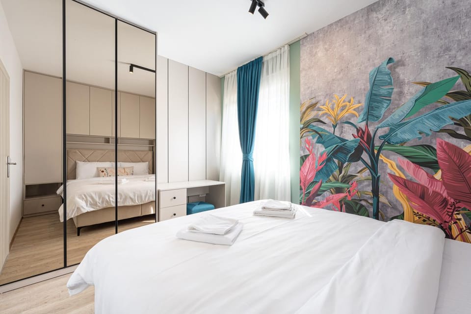 Bed, Photo of the whole room, Bedroom, towels, wardrobe