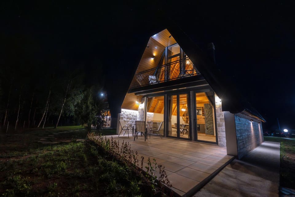 Property building, Night, Garden, Garden view