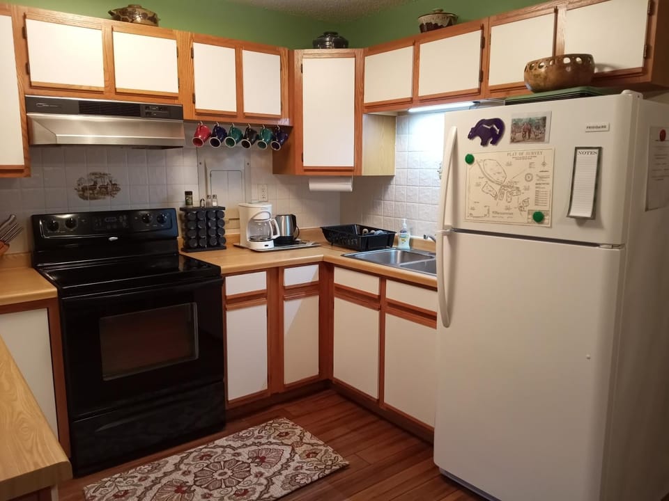 Coffee/tea facilities, Kitchen or kitchenette, oven, stove