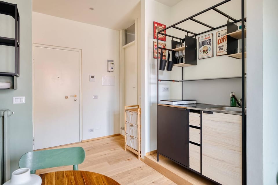 Kitchen or kitchenette, stove