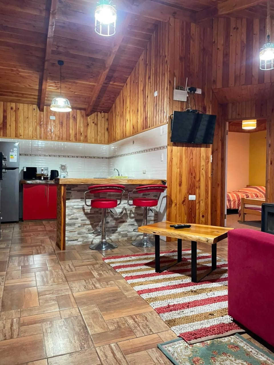 Kitchen or kitchenette, Living room, Seating area, stove