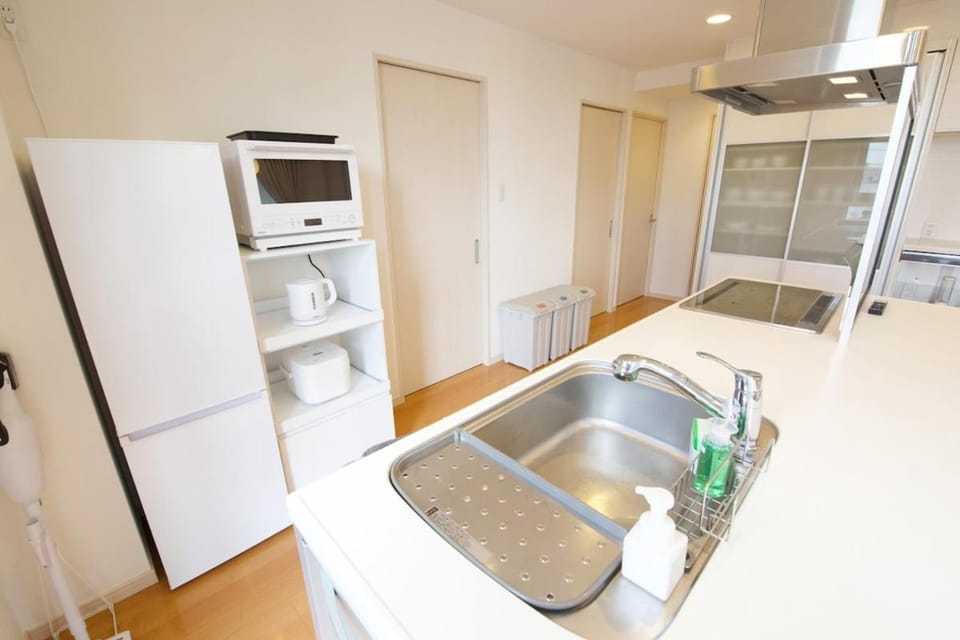 Kitchen or kitchenette, microwave