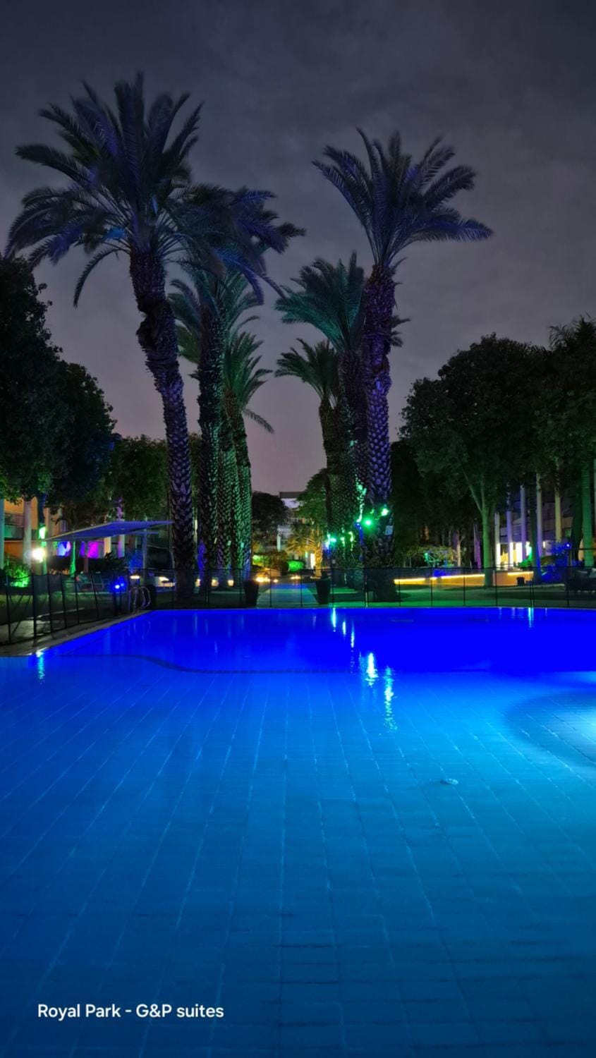 Night, Pool view, Swimming pool