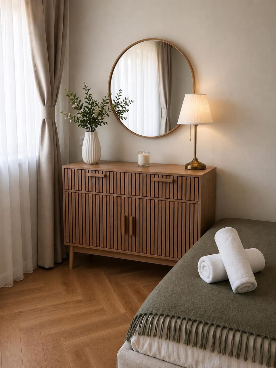 Bed, Photo of the whole room, Bedroom, towels