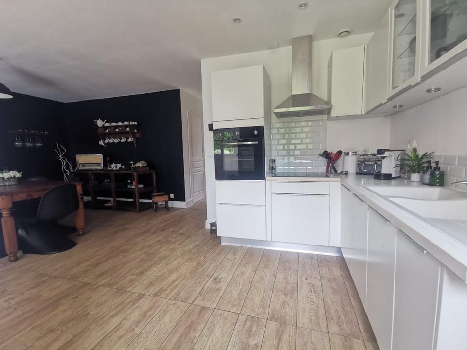 Kitchen or kitchenette, oven, stove, toaster