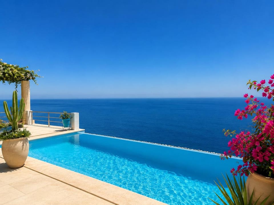 Pool view, Sea view, Swimming pool, Swimming pool, sunbed