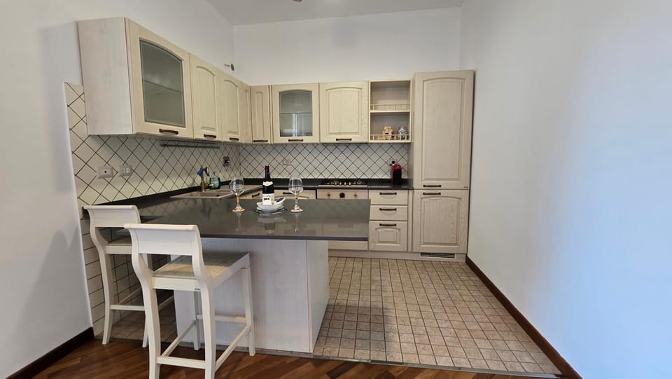 Kitchen or kitchenette, stove