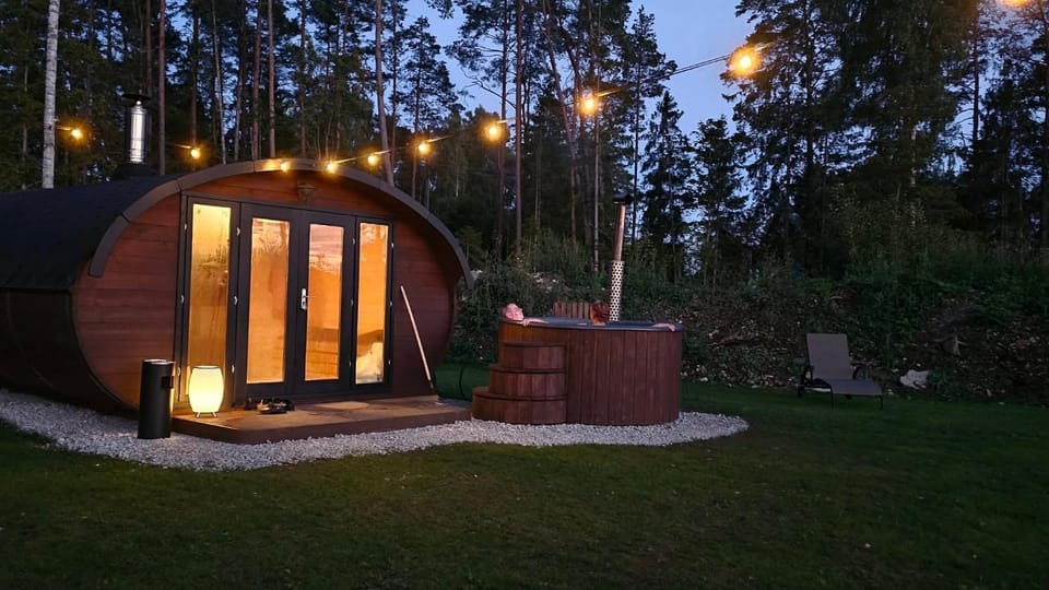Night, People, Natural landscape, Garden, Hot Tub, Sauna, Evening entertainment, Garden view, group of guests