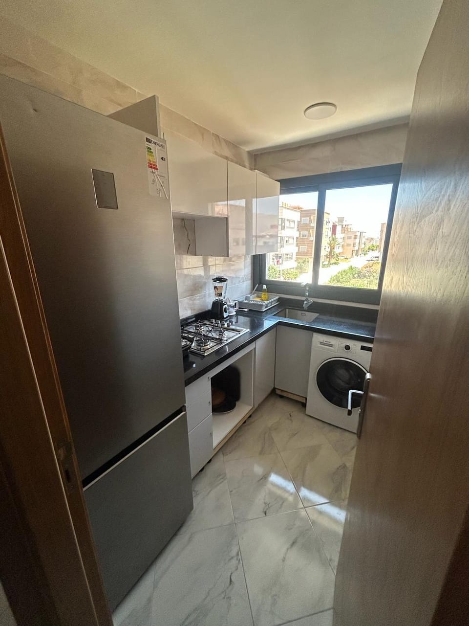Kitchen or kitchenette, stove, toaster
