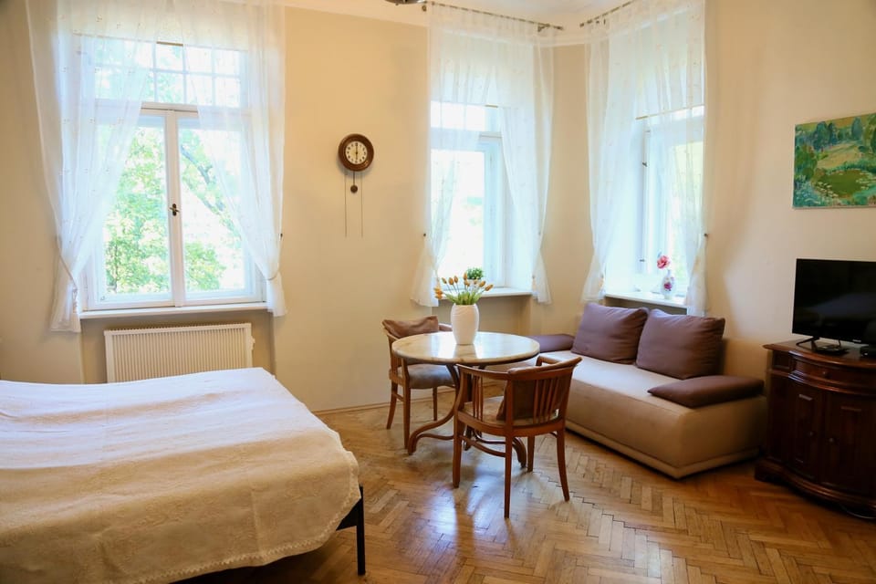 Bed, TV and multimedia, Living room, Seating area, Bedroom