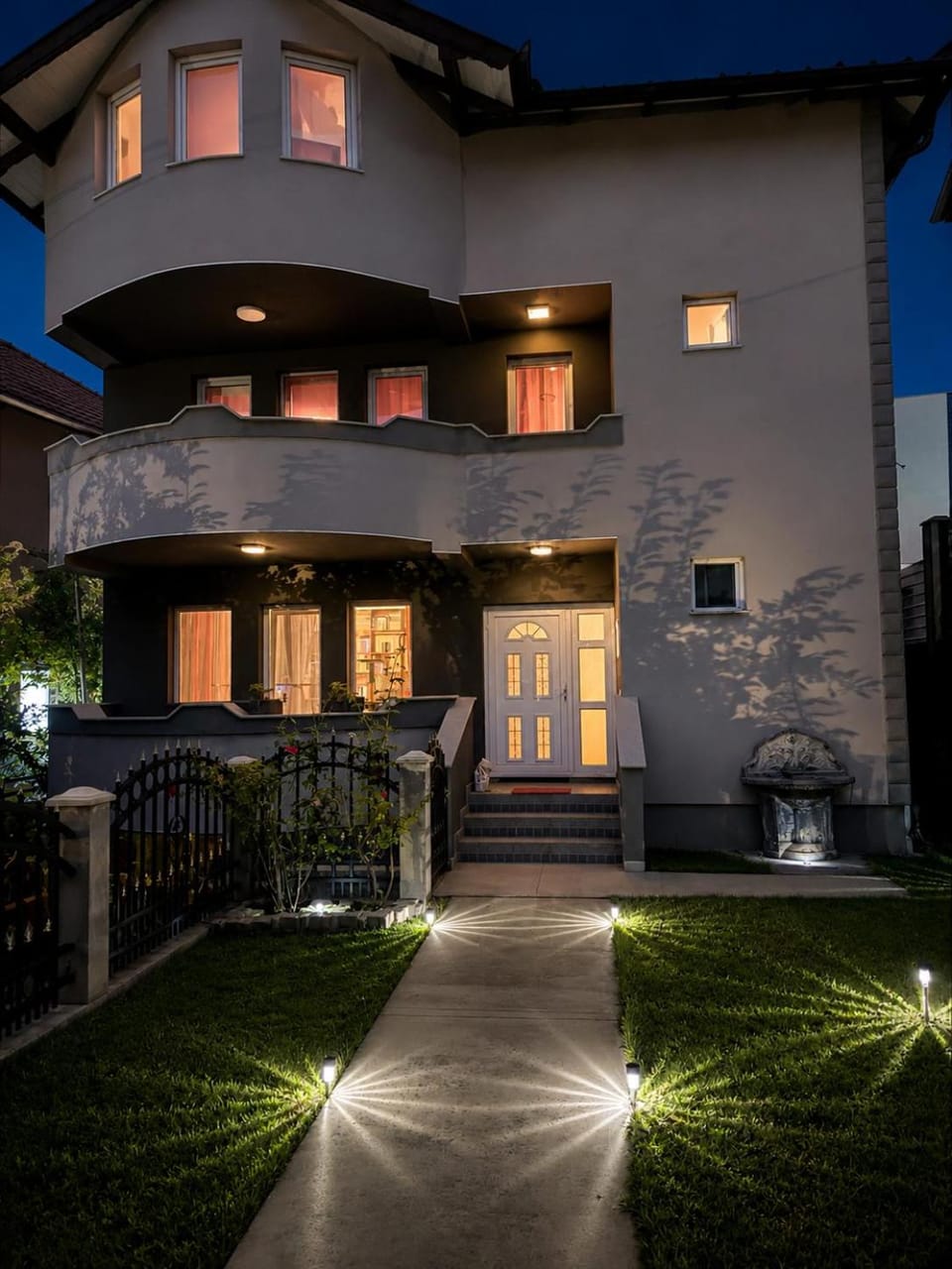 Property building, Night, Garden, Garden view