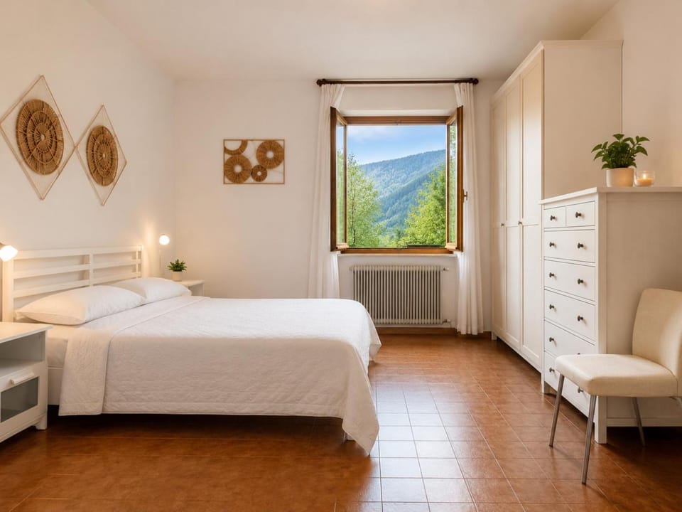 Bed, Natural landscape, Photo of the whole room, Bedroom, Mountain view, wardrobe
