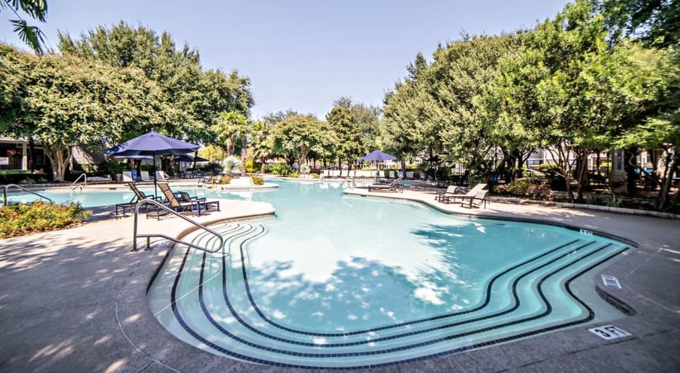 Swimming pool, sunbed